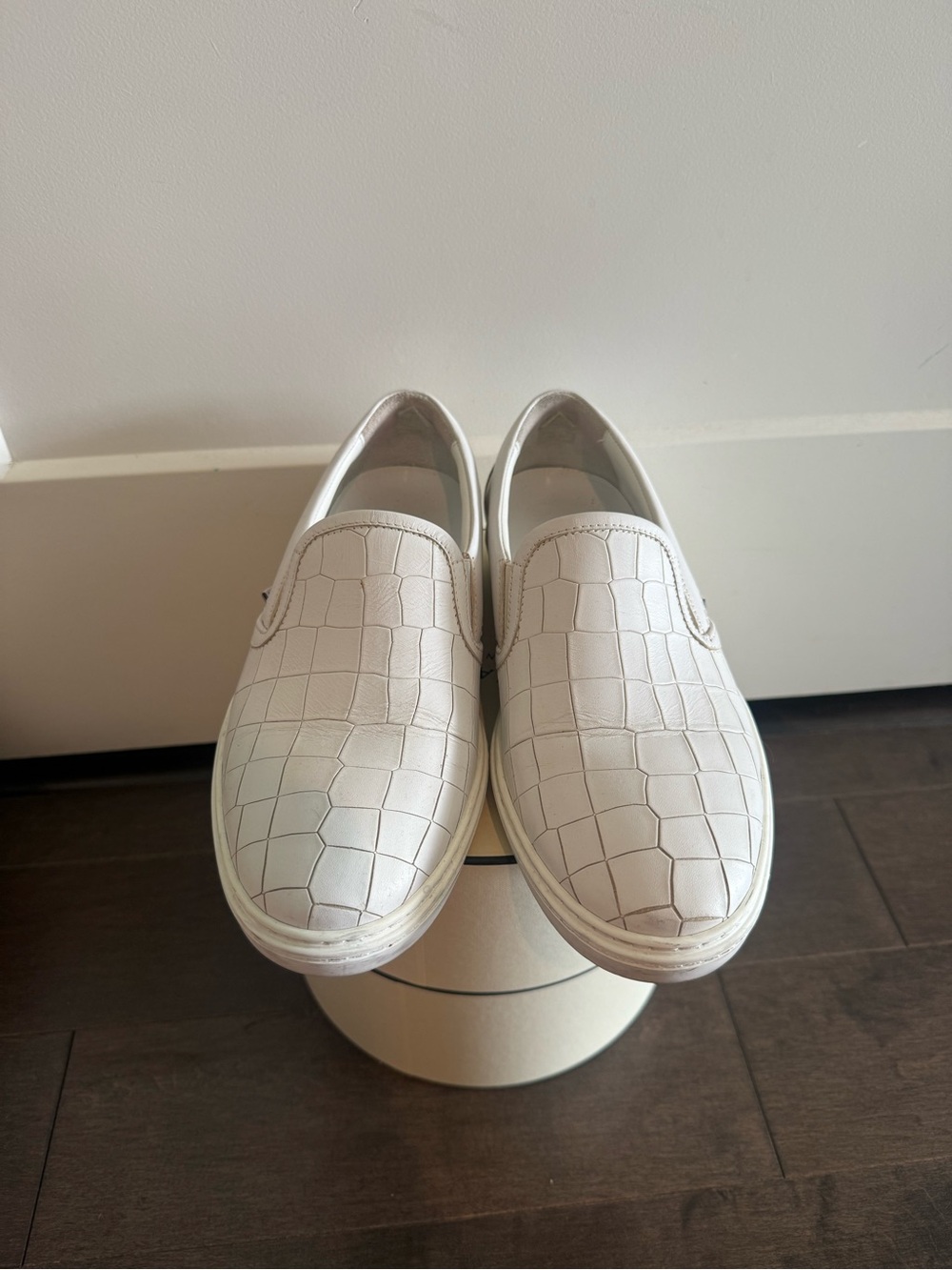 Jimmy Choo Men's White Croc-Embossed Slip-On Sneakers